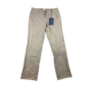 True Royal Pants Women IT 40 Beige Khaki Straight‎ Leg Flat Front Stretch Italy